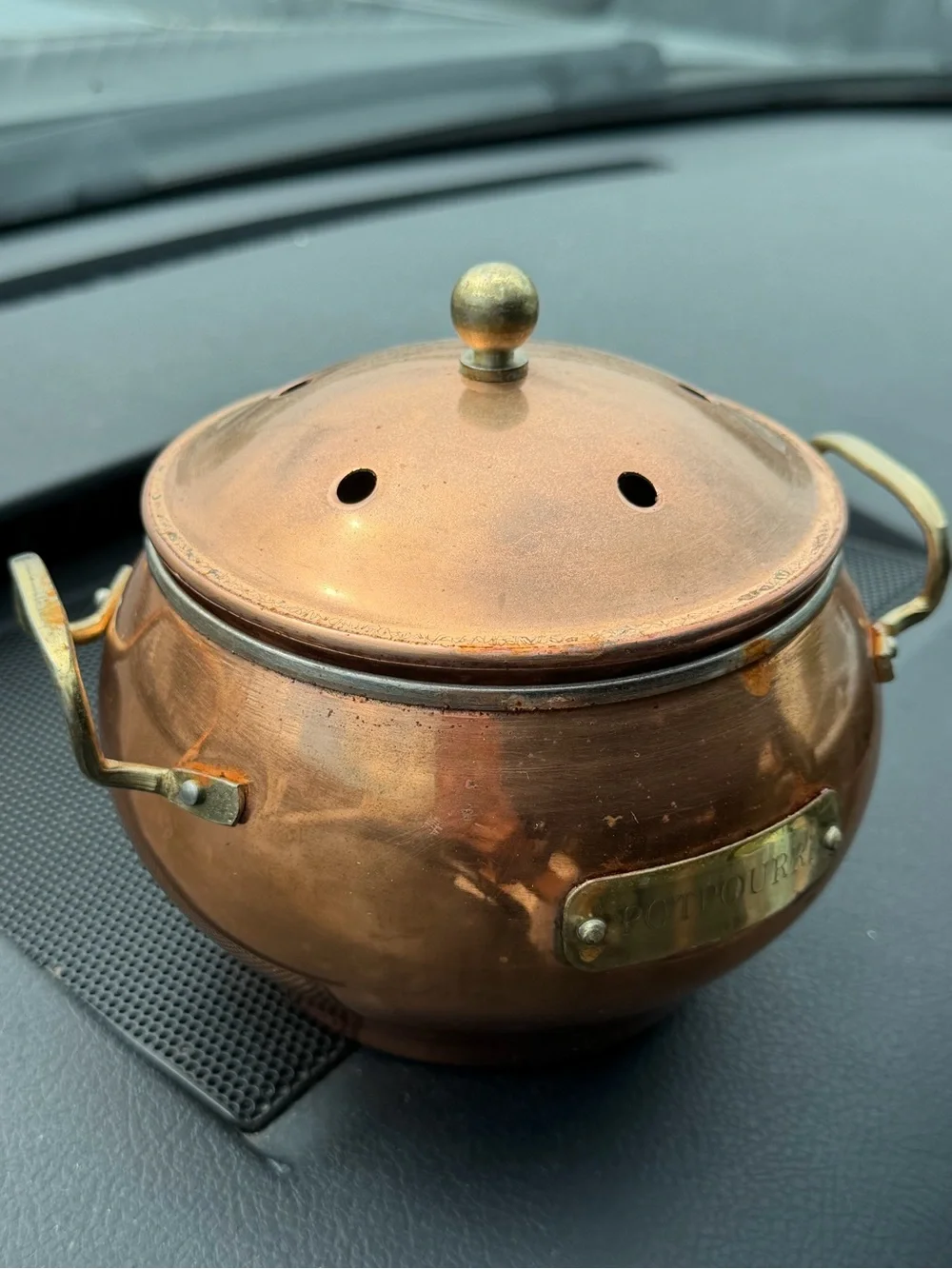 Copper Potpourri Simmer Pot with Brass Handles